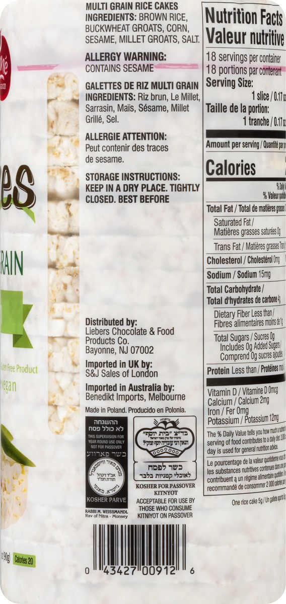 slide 10 of 13, La Bonne Thin Wheat Free Multi Grain Rice Cakes 18 ea, 18 ct