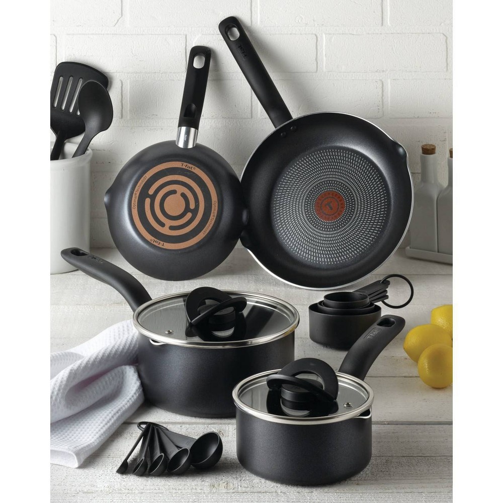 slide 2 of 10, T-fal Simple Stack Non Stick Cook Set Black, 10 ct