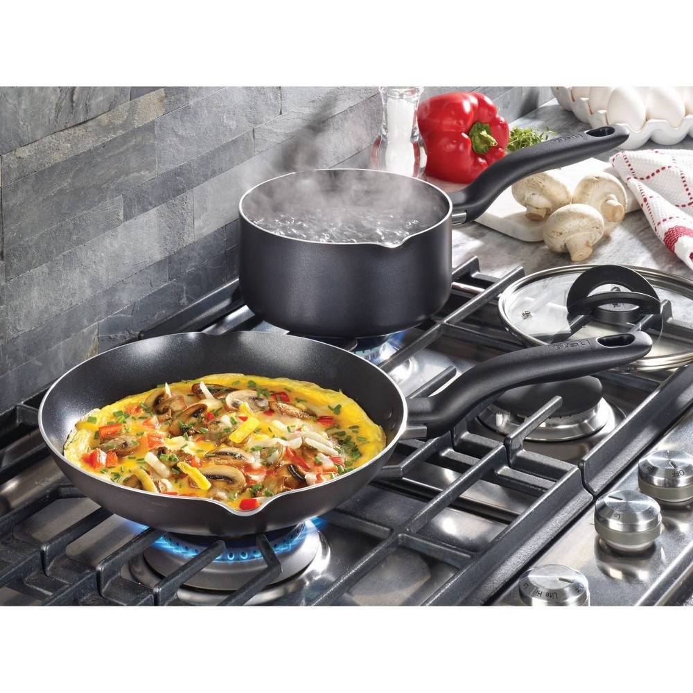 slide 8 of 10, T-fal Simple Stack Non Stick Cook Set Black, 10 ct