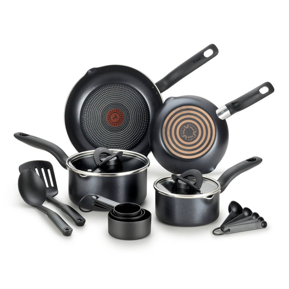 slide 10 of 10, T-fal Simple Stack Non Stick Cook Set Black, 10 ct