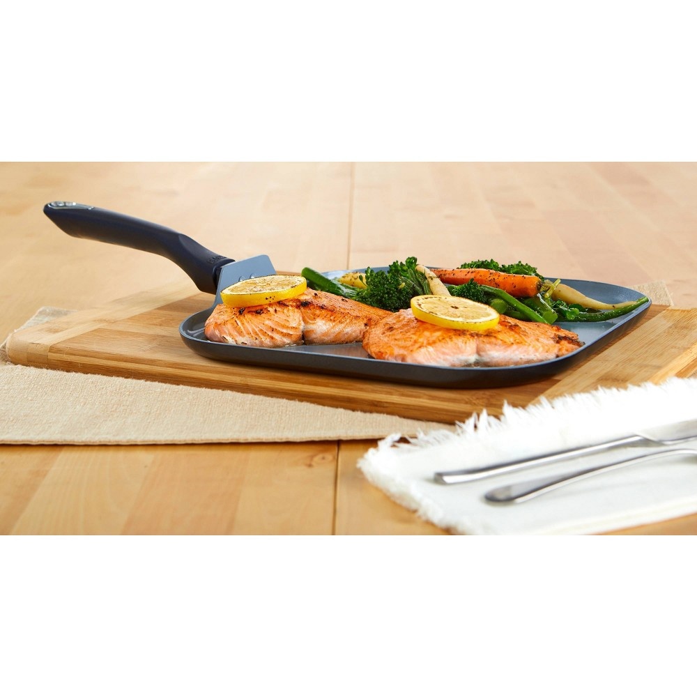 slide 7 of 7, IMUSA 11" Ceramic Griddle with Soft Touch Handle Blue, 1 ct