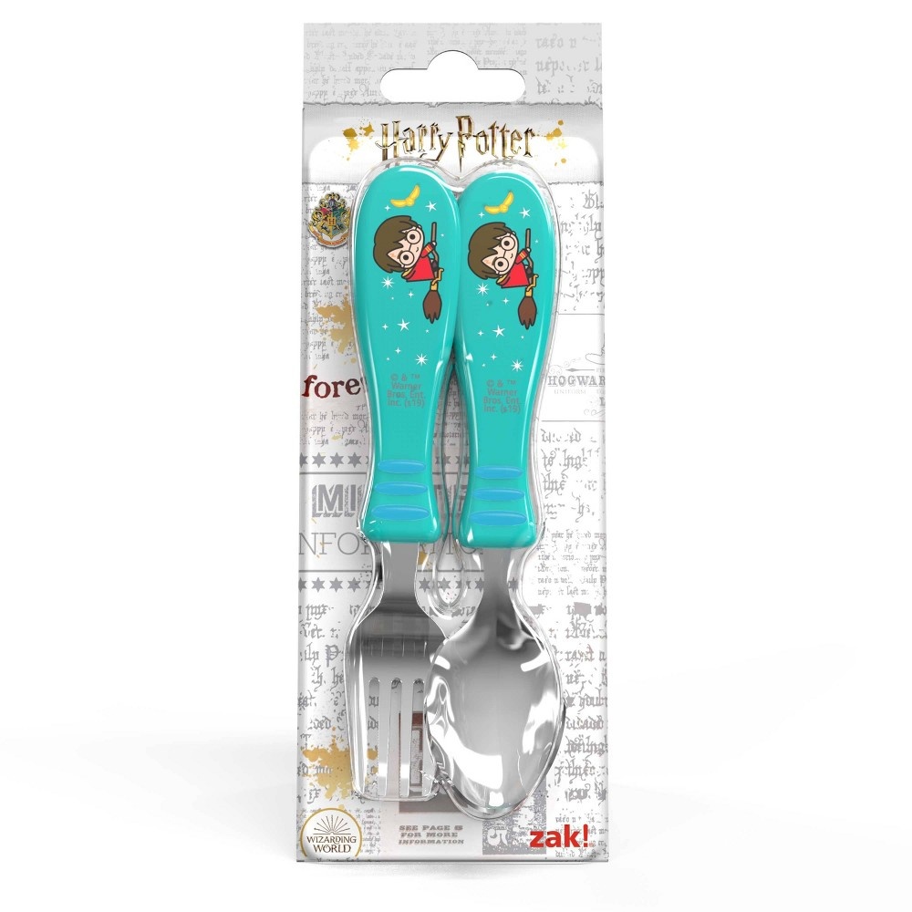 slide 3 of 3, Harry Potter Stainless Steel Flatware Set Teal - Zak Designs, 2 ct