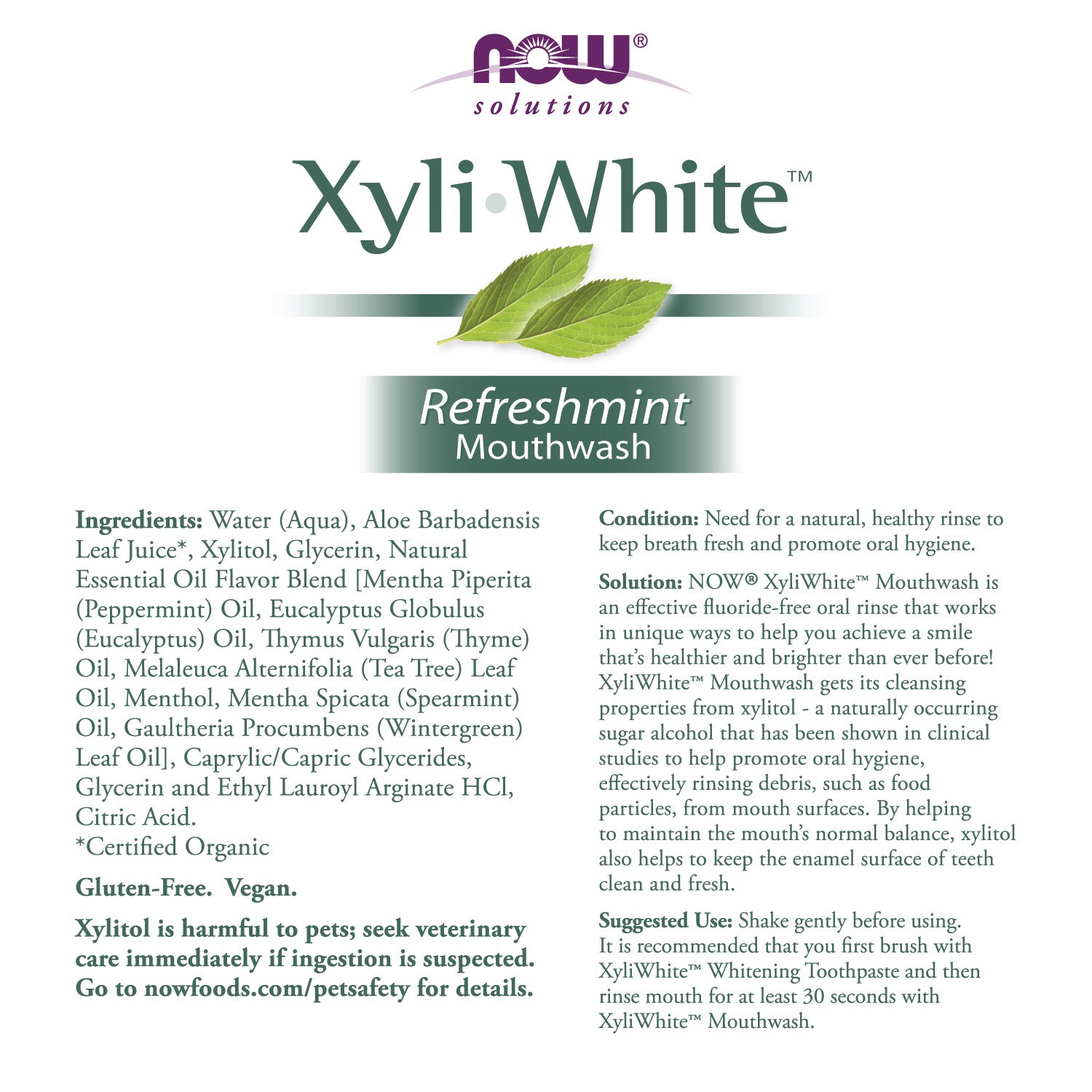 slide 4 of 4, NOW Solutions NOW XyliWhite Refreshmint Mouthwash, 16 fl oz