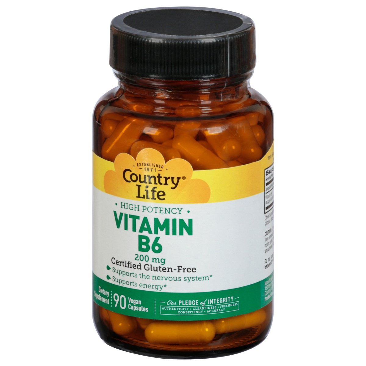 slide 4 of 9, Country Life 200 Mg High Potency Vegan Capsules Vitamin B6 90 Capsules, 90 ct