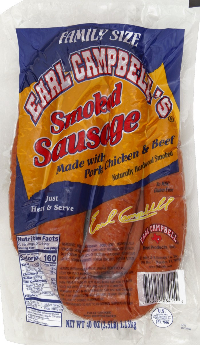 slide 5 of 5, Earl Campbell's Smoked Sausage, 2.5 lb