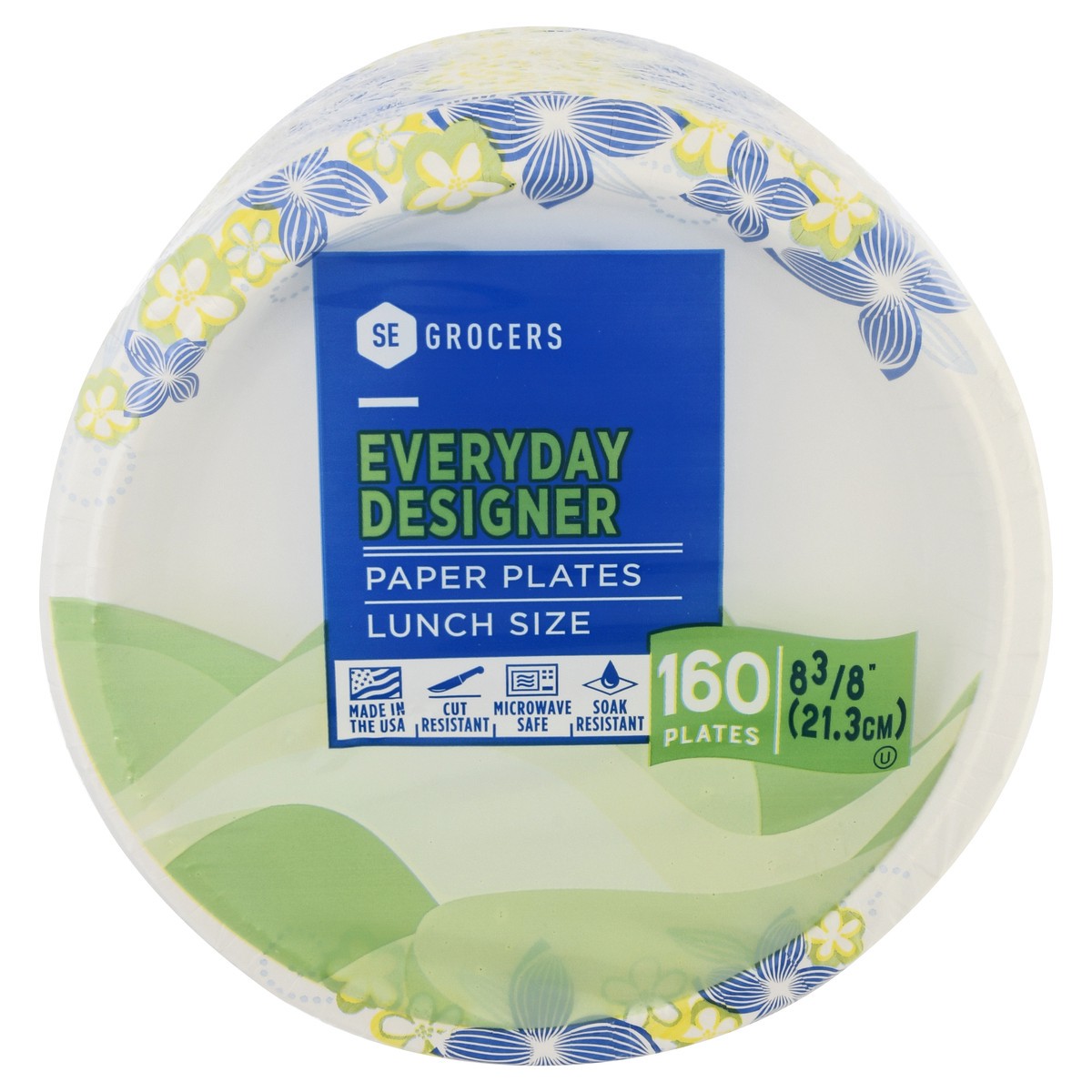 slide 5 of 11, SE Grocers Paper Plates 8 1/2'' Lunch Size Heavy Duty Designer - 160 CT, 160 ct