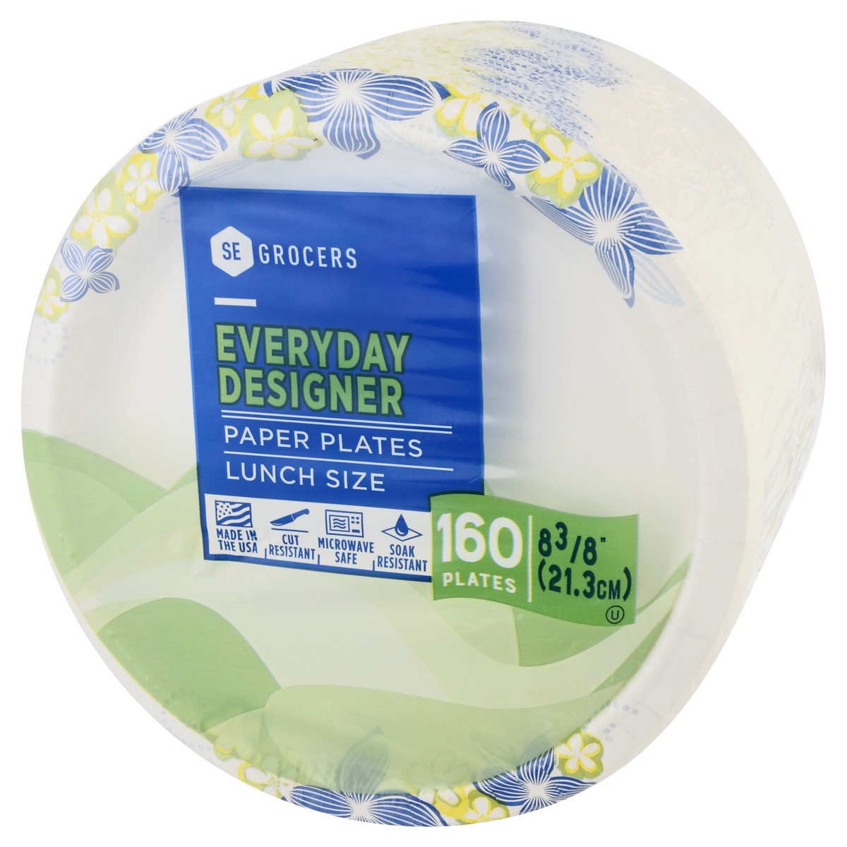 slide 6 of 11, SE Grocers Paper Plates 8 1/2'' Lunch Size Heavy Duty Designer - 160 CT, 160 ct
