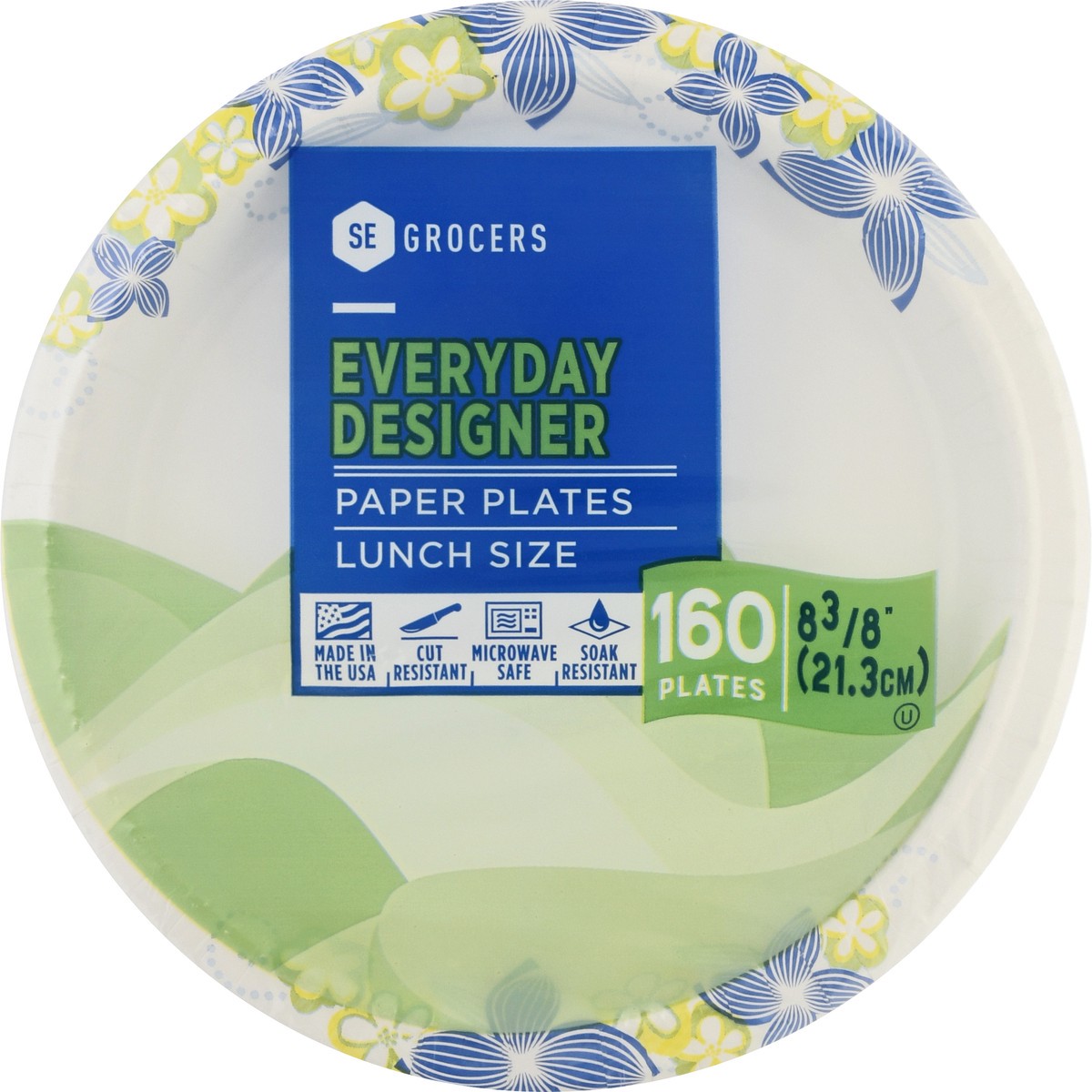 slide 3 of 11, SE Grocers Paper Plates 8 1/2'' Lunch Size Heavy Duty Designer - 160 CT, 160 ct