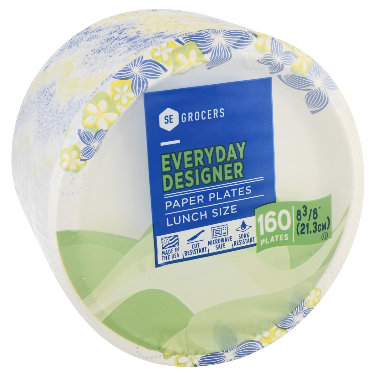 slide 10 of 11, SE Grocers Paper Plates 8 1/2'' Lunch Size Heavy Duty Designer - 160 CT, 160 ct