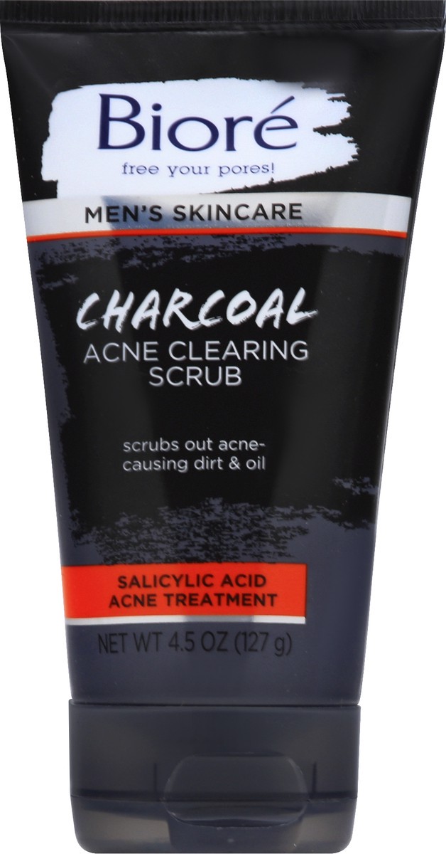 slide 10 of 11, Biore Charcoal Mens Acne Clearing Scrub, 4.5 oz