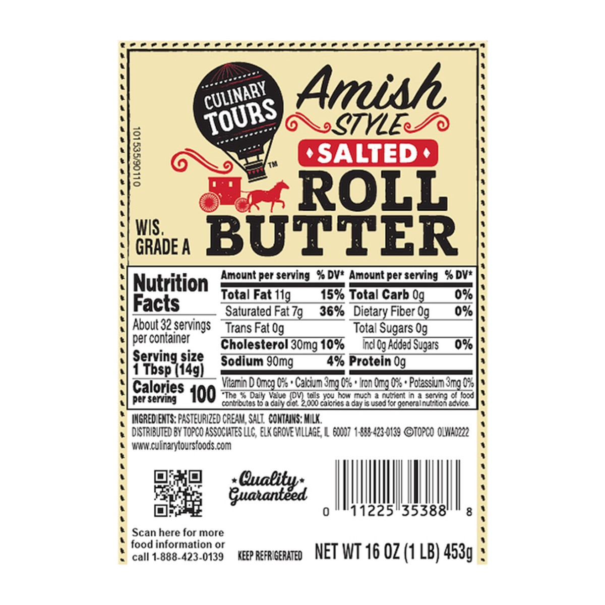 slide 1 of 4, Culinary Tours Salted Amish Style Roll Butter, 16 oz