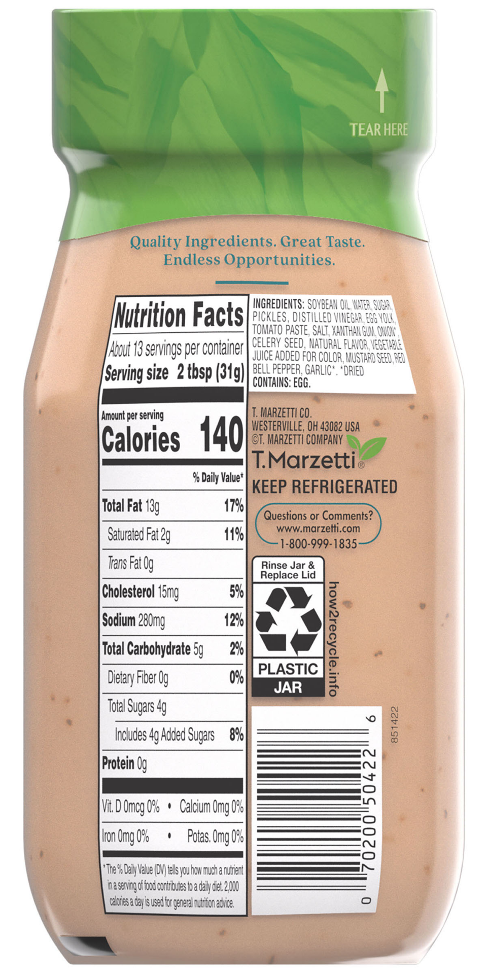 slide 3 of 4, Marzetti Thousand Island Dressing 13 fl. oz. Jar, 13 oz