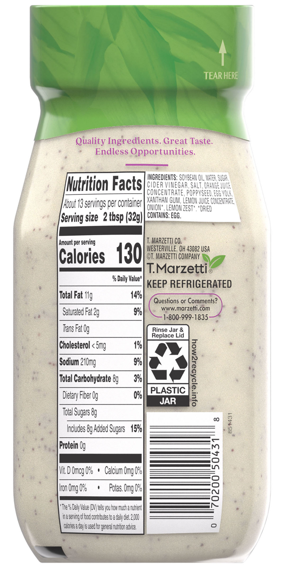 slide 3 of 4, Marzetti Sweet Poppyseed Dressing 13 fl. oz. Jar, 13 fl oz