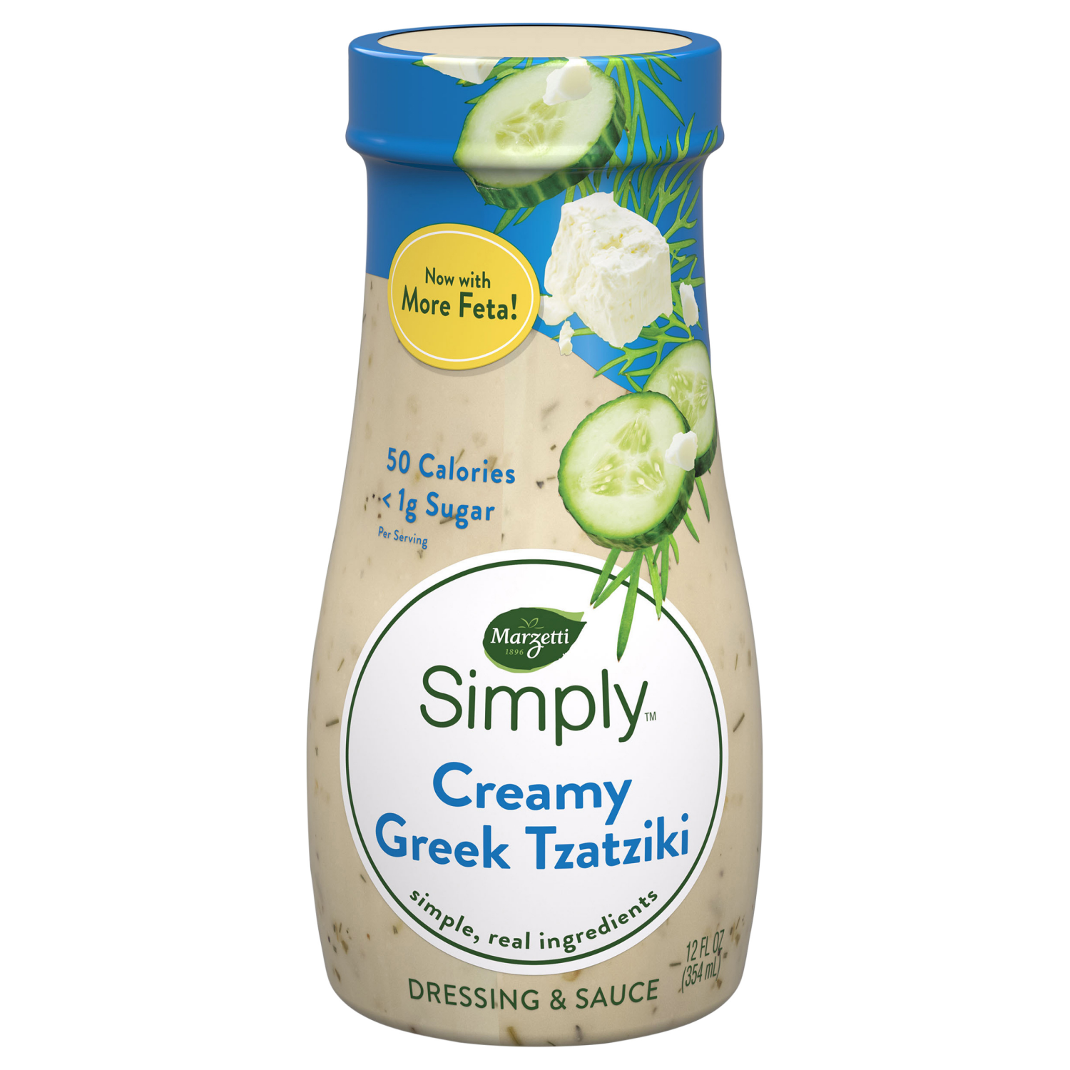 slide 1 of 1, Marzetti Simply Creamy Greek Tzatziki Salad Dressing, 12 oz