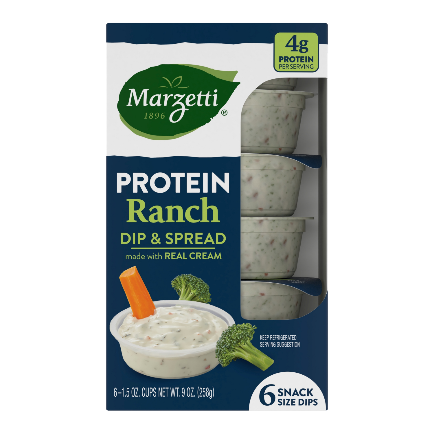 slide 1 of 1, Marzetti Protein Ranch Dip & Spread 6 Pk. /1.5 Oz. Cups, 6 ct, 1.5 oz