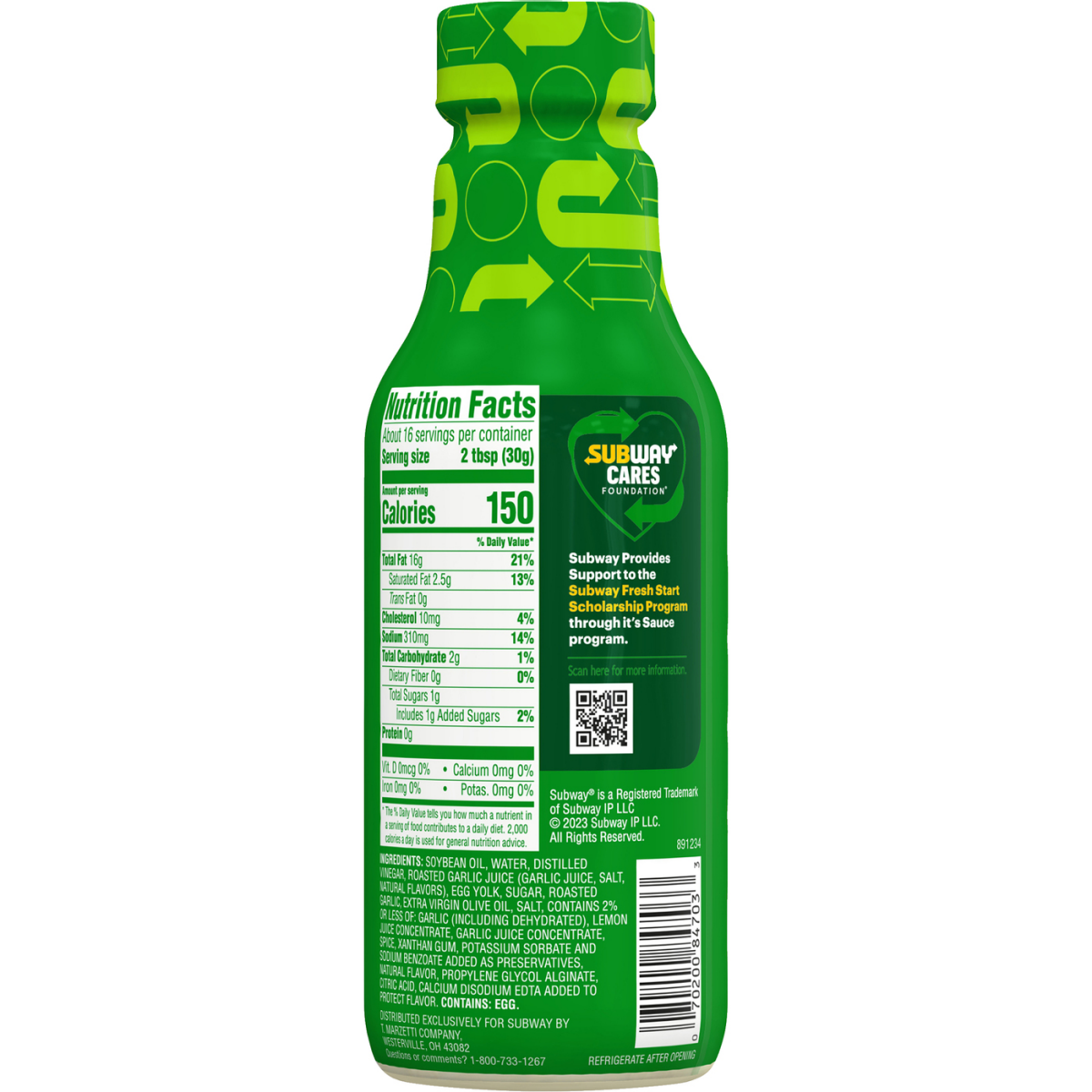 slide 2 of 2, Subway Roasted Garlic Aioli Sauce 16 fl oz, 16 fl oz