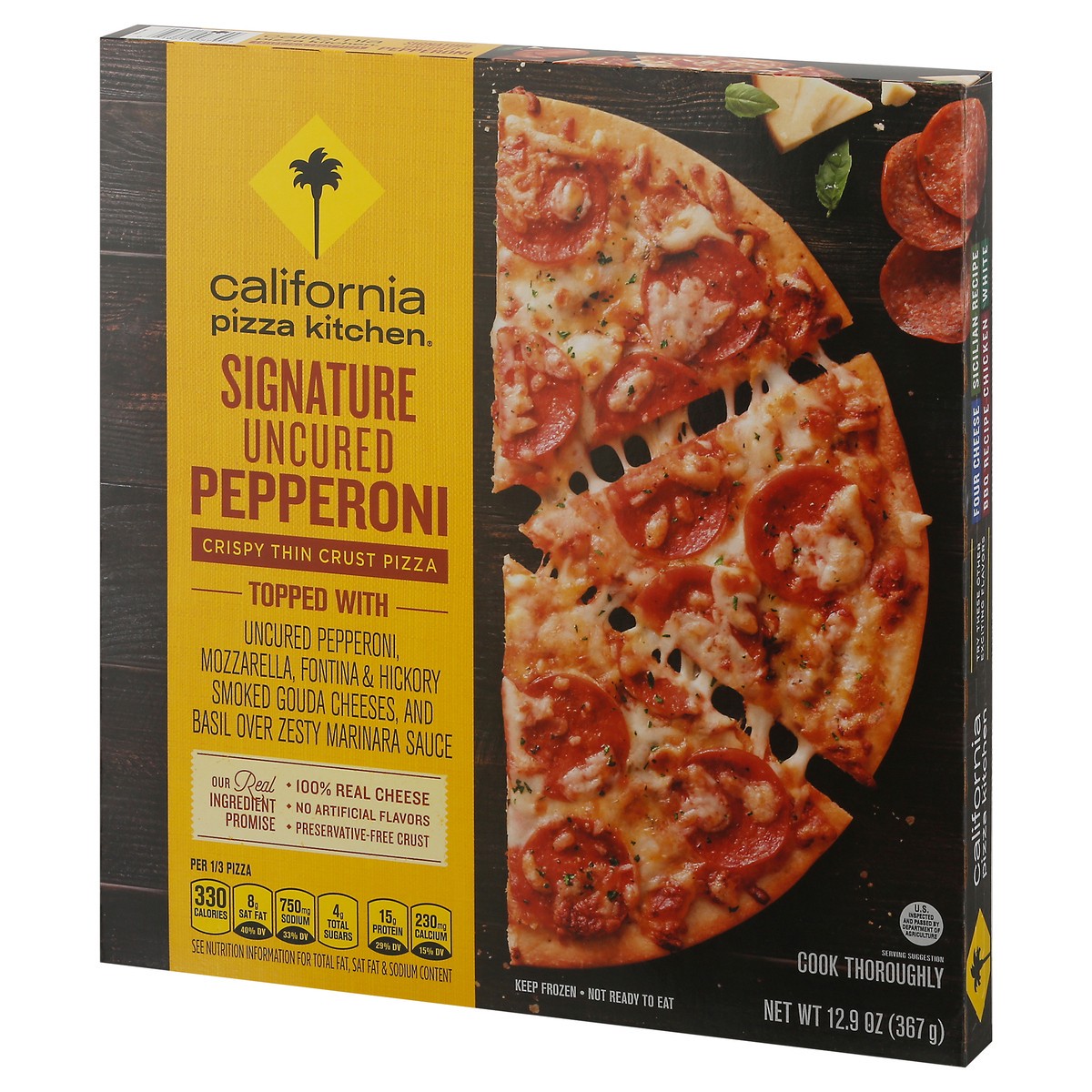 slide 3 of 9, California Pizza Kitchen Crispy Thin Crust Signature Pepperoni Frozen Pizza, 12.9 oz
