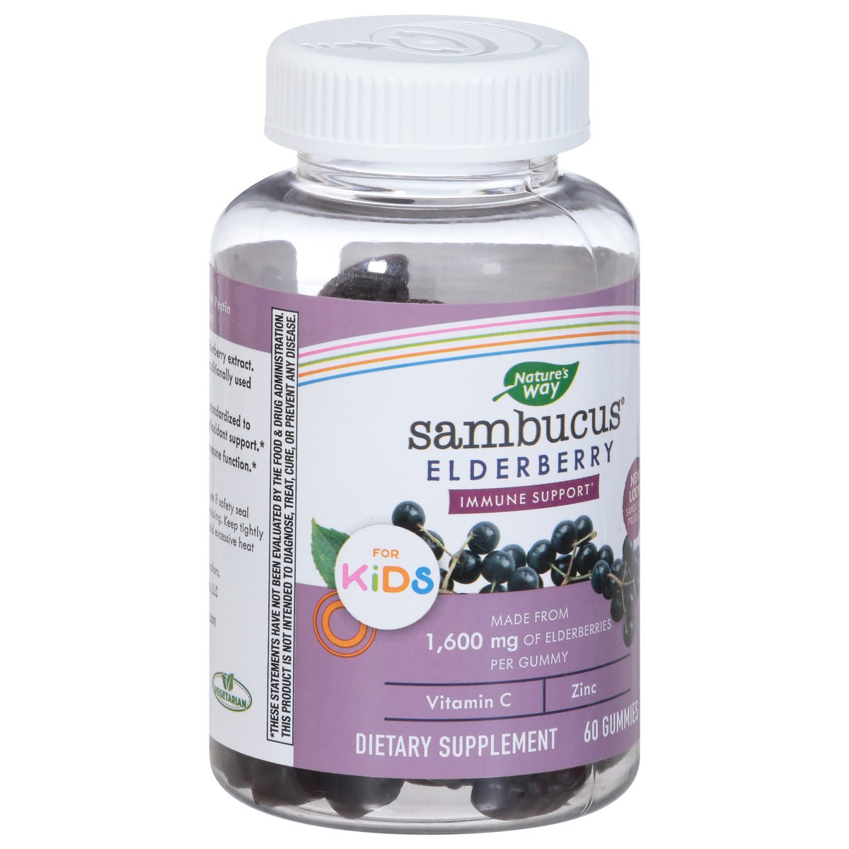 slide 4 of 9, Nature's Way Sambucus Kids Elderberry Immune Gummy with Zinc & Vitamin C 60 Gummies, 60 ct