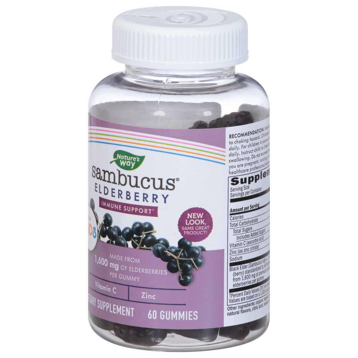 slide 5 of 9, Nature's Way Sambucus Kids Elderberry Immune Gummy with Zinc & Vitamin C 60 Gummies, 60 ct