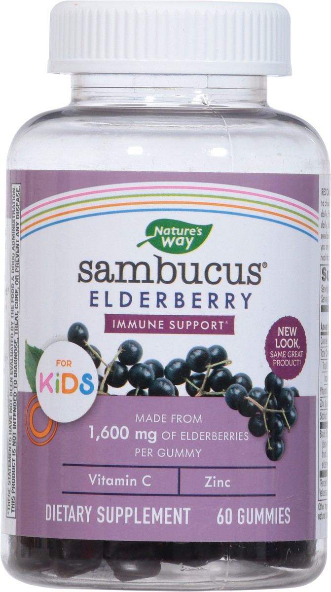 slide 8 of 9, Nature's Way Sambucus Kids Elderberry Immune Gummy with Zinc & Vitamin C 60 Gummies, 60 ct