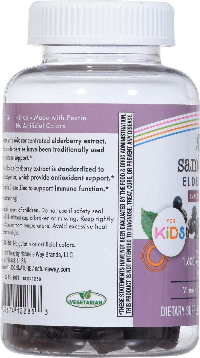 slide 7 of 9, Nature's Way Sambucus Kids Elderberry Immune Gummy with Zinc & Vitamin C 60 Gummies, 60 ct