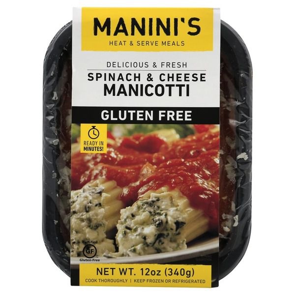 slide 1 of 1, Manini's Manicotti, Gluten Free, Spinach & Cheese, 12 oz