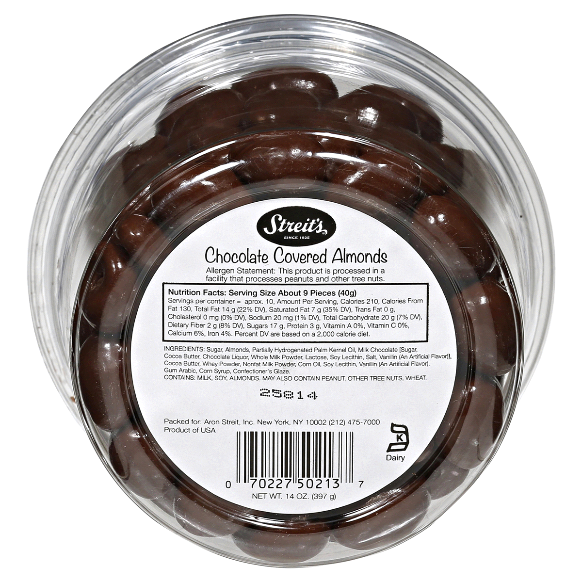 slide 3 of 3, Streit's Chocolate Covered Almonds, 14 oz