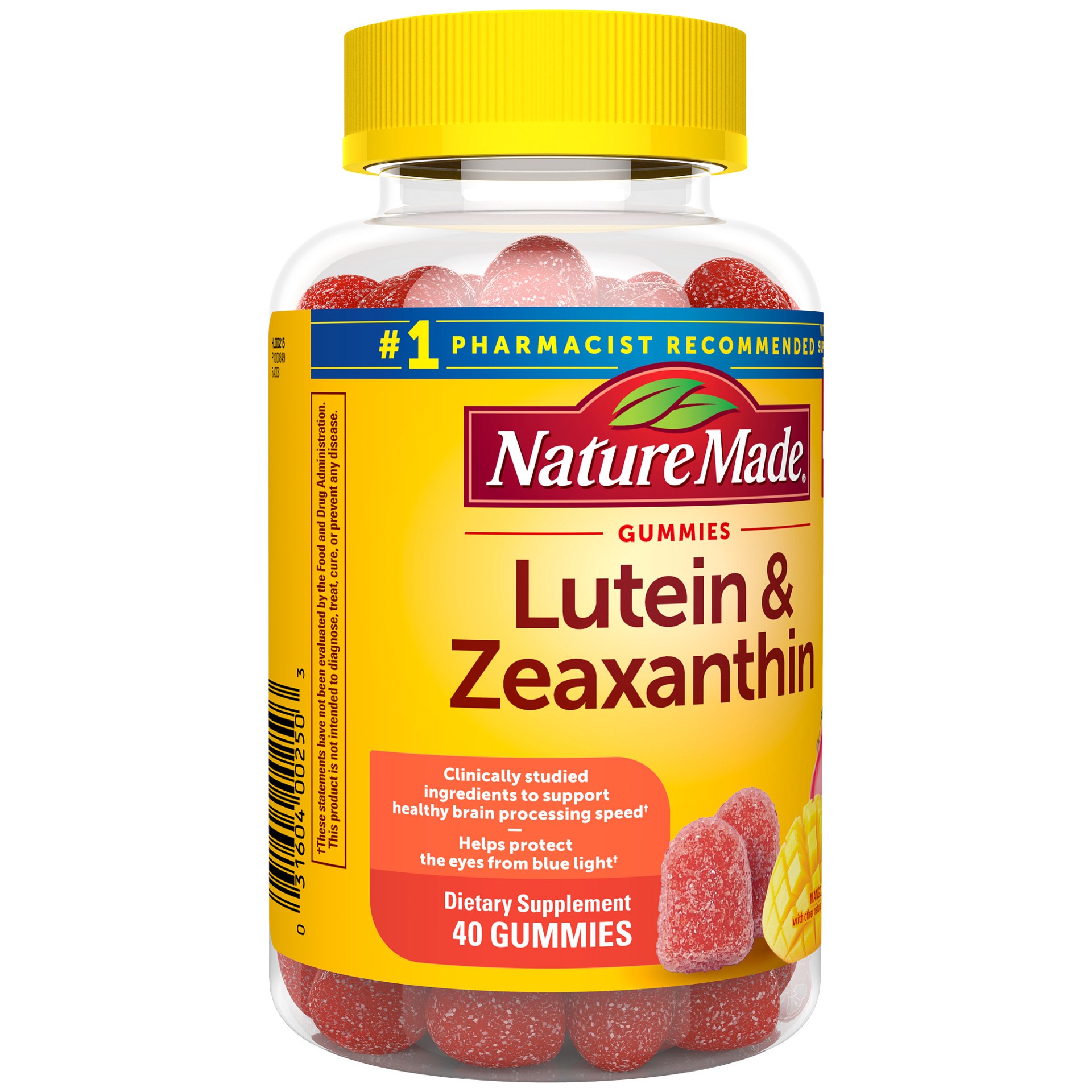 slide 5 of 8, Nature Made Lutein & Zeaxanthin Gummies, Eye and Brain Supplement, 40 Vegan Gummies, 20 Day Supply, 40 ct