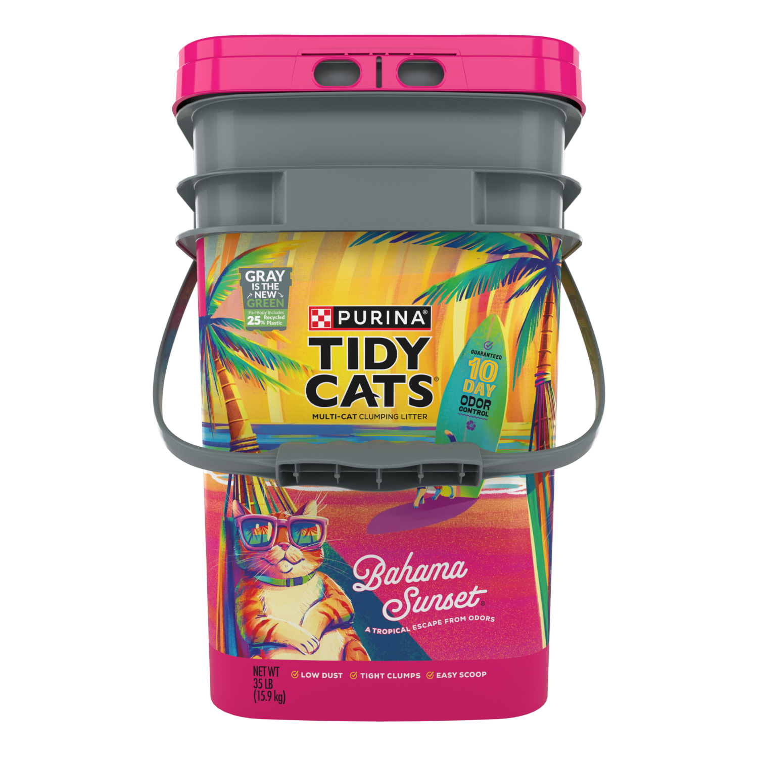 slide 2 of 4, Tidy Cats Bahama Sunset Scented Clumping Cat Litter Odor Control Formula, 35 lb