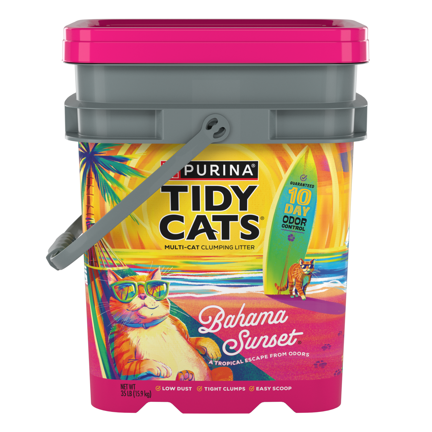 slide 1 of 4, Tidy Cats Bahama Sunset Scented Clumping Cat Litter Odor Control Formula, 35 lb