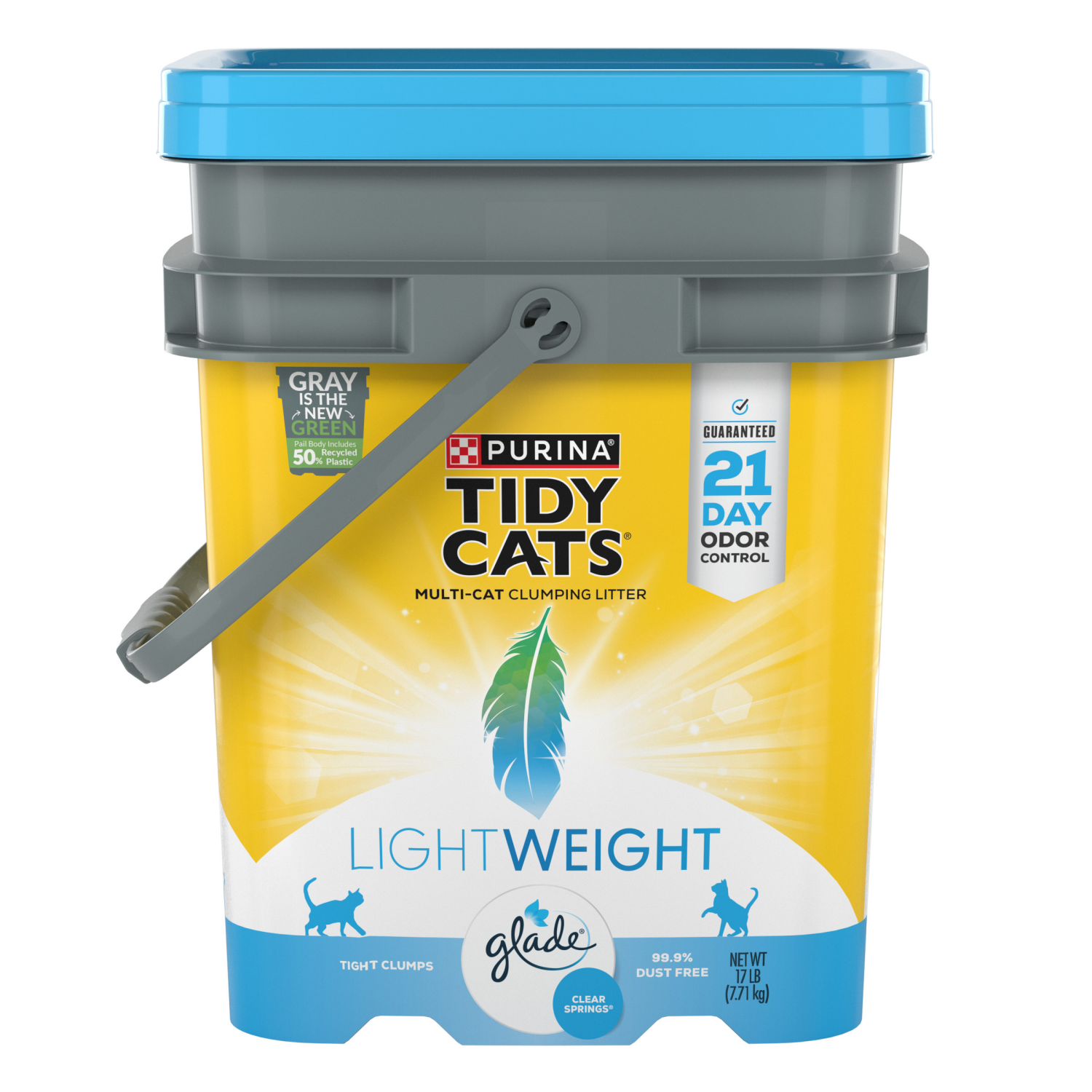 slide 1 of 5, Tidy Cats Purina Tidy Cats Low Dust, Multi Cat, Clumping Cat Litter Odor Control Formula, LightWeight Glade Clear Springs - 17 lb. Pail, 17 lb