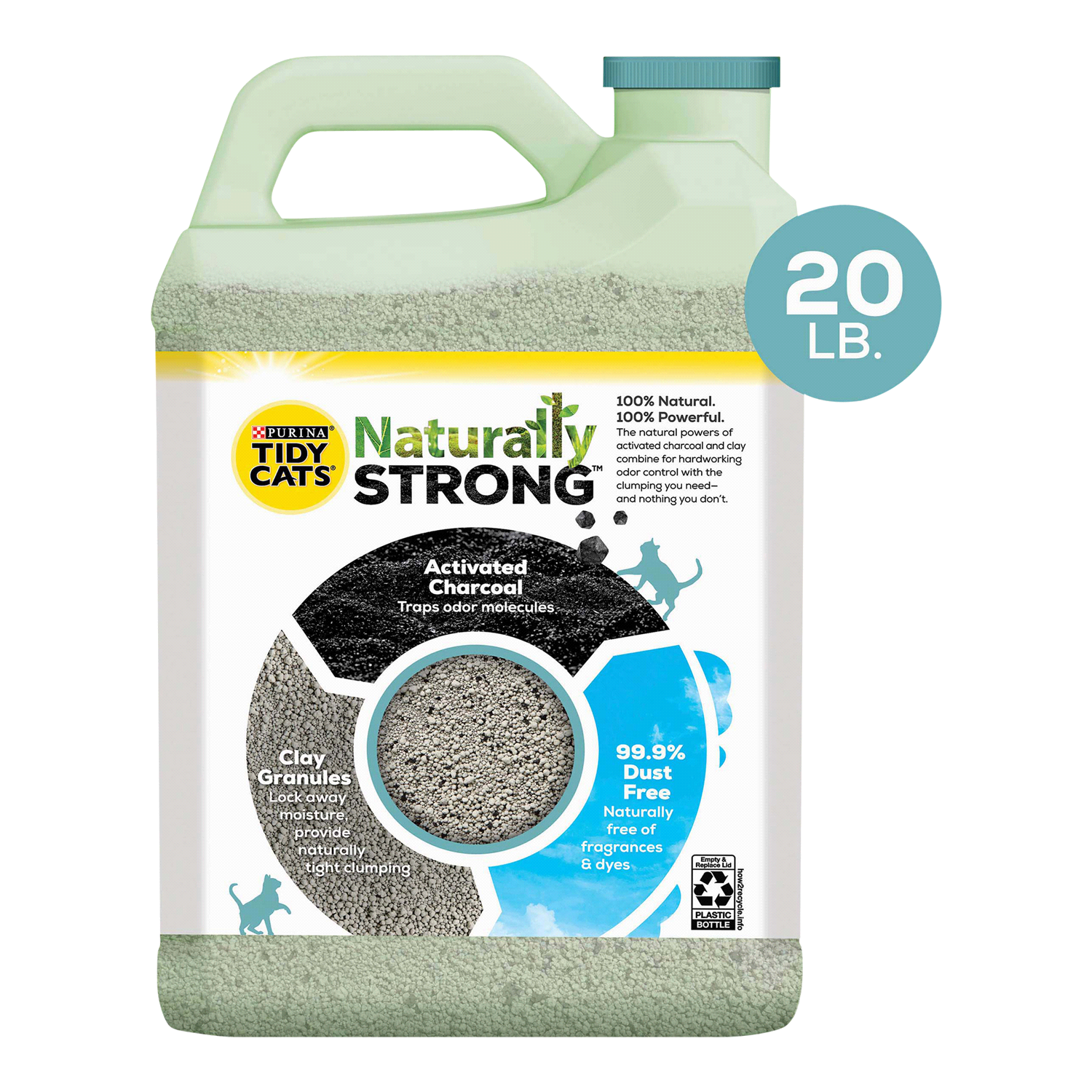 slide 2 of 5, Tidy Cats Purina Tidy Cats Unscented, Clumping, Natural Cat Litter, Naturally Strong Clay Multi Cat Litter - 20 lb. Jug, 20 lb