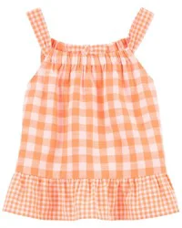 Carters Baby Gingham Peplum Tank Orange 12M