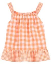 Carters Baby Gingham Peplum Tank Orange 12M