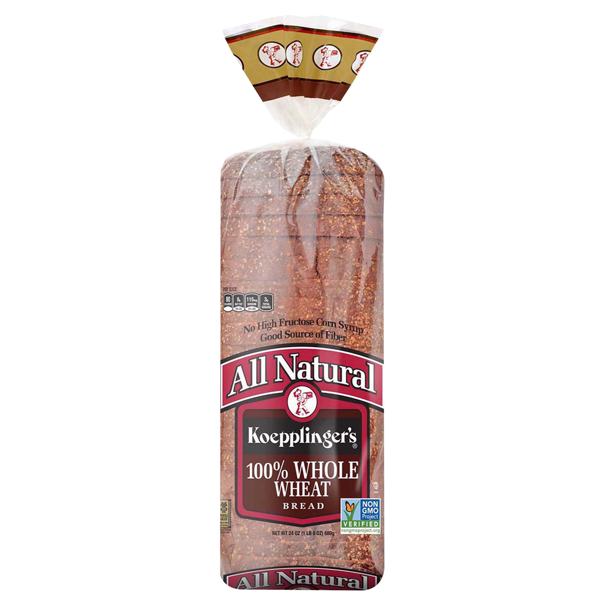 slide 1 of 1, Koepplinger's All Natural 100% Wheat Sandwich Bread, 24 oz
