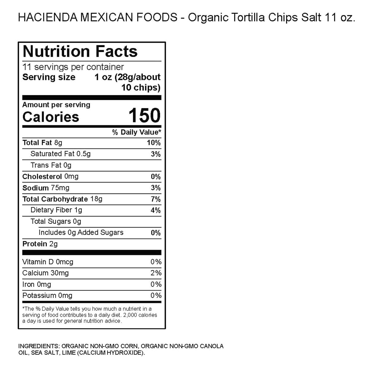 slide 3 of 5, Hacienda Authentic Organic Tortilla Chips, 11 oz