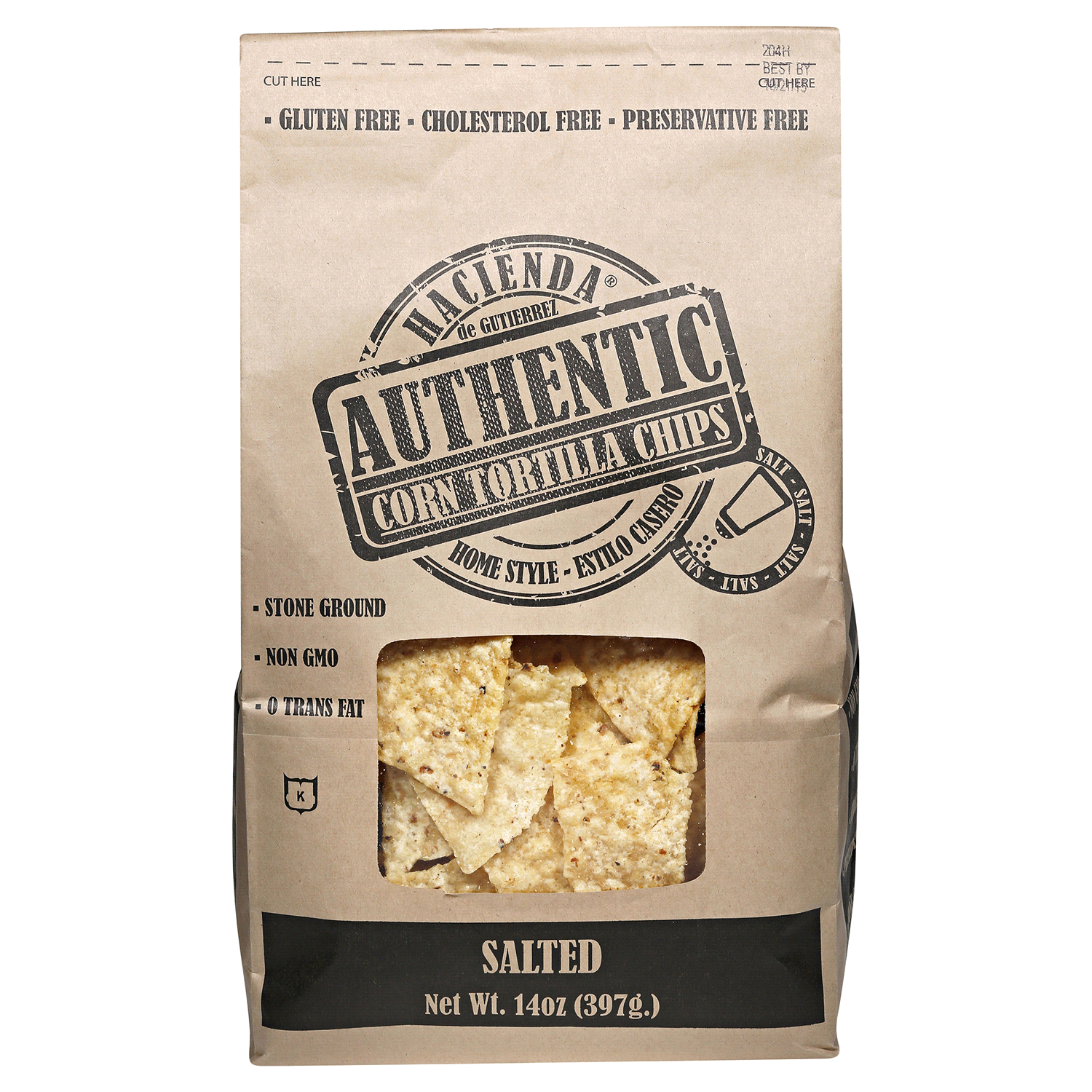 slide 1 of 3, Hacienda Authentic Salt Tortilla Chips, 14 oz