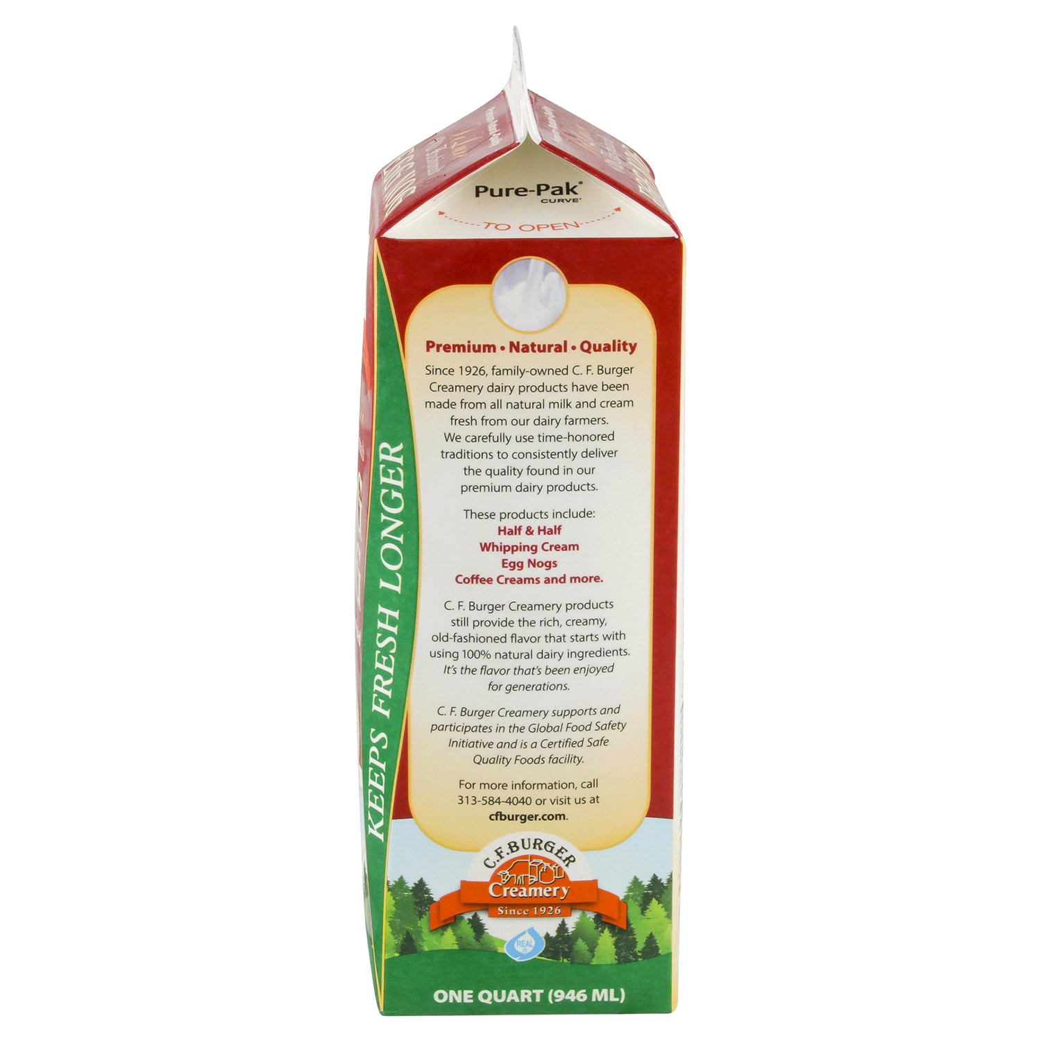 slide 3 of 3, C.F. Burger Creamery De Luxe Old Fashioned Egg Nog, 32 fl oz