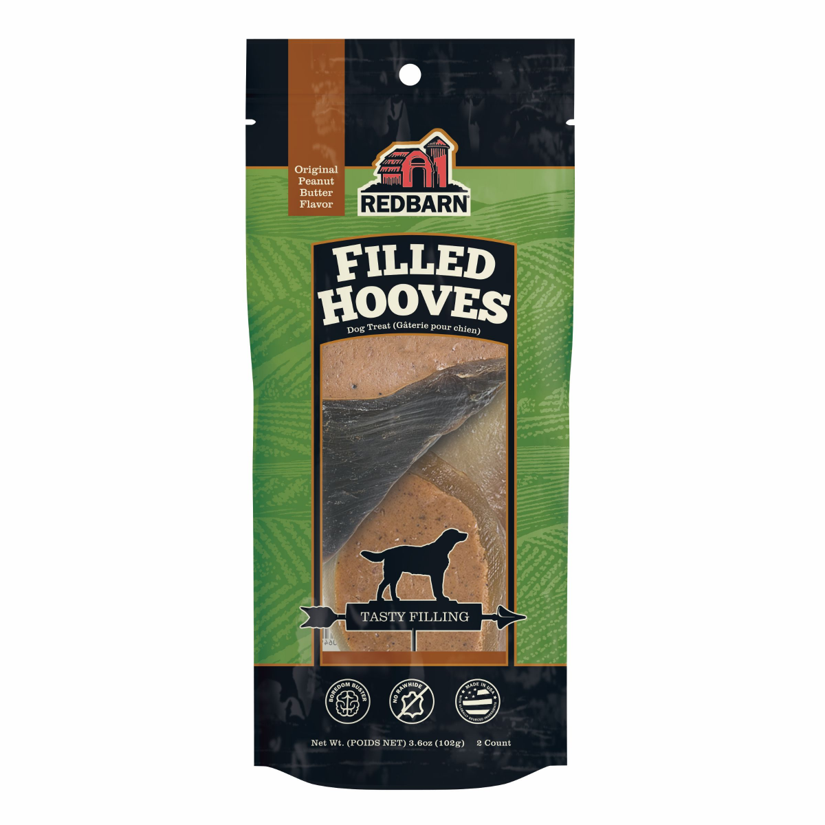 slide 1 of 1, Redbarn Filled Hooves Original Peanut Butter Flavor Dog Treat 2 ea, 2 ct