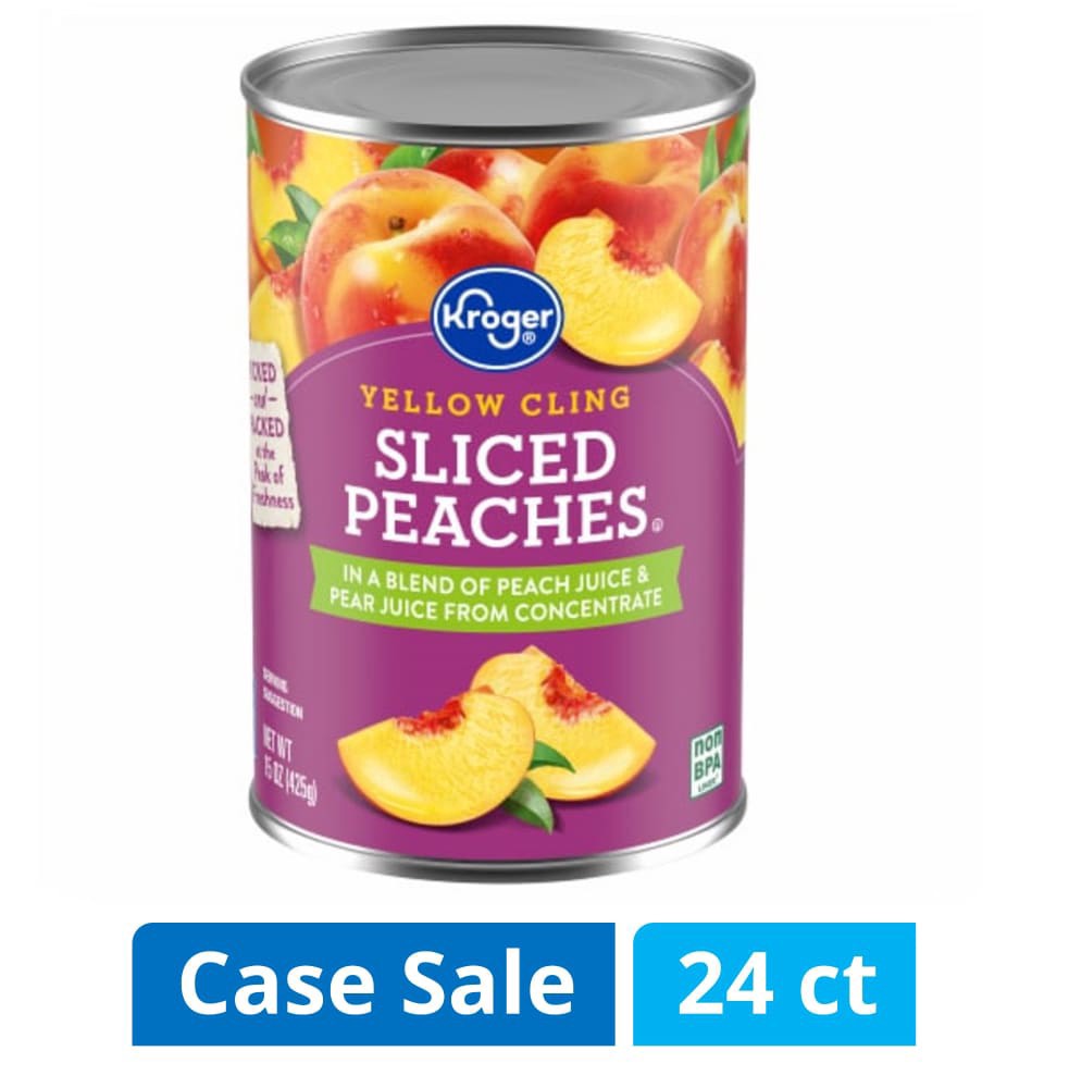 slide 1 of 1, Kroger® Yellow Cling Peach Slices In Juice Case Sale, 24 ct / 15 oz