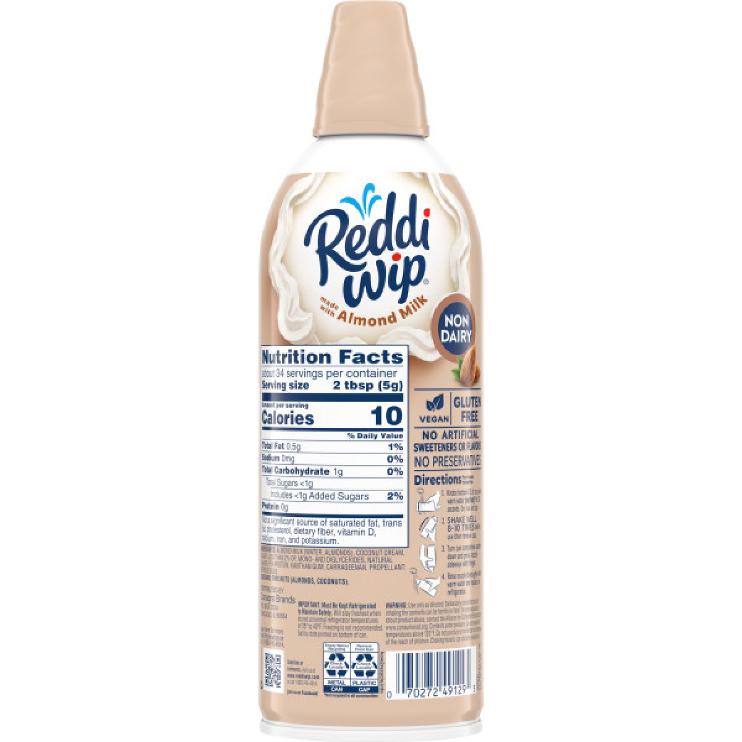 slide 2 of 7, Reddi-wip Vegan Non-Dairy Whipped Topping Made with Almond Milk, 6 oz, 6 oz