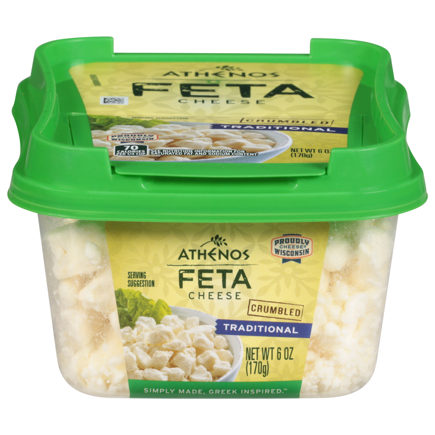 slide 1 of 5, Athenos Traditional Crumbled Feta Cheese, 6 Oz Tub, 6 oz