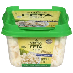 Athenos Traditional Crumbled Feta Cheese, 6 Oz Tub