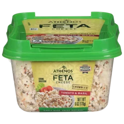 Athenos Tomato & Basil Crumbled Feta Cheese, 6 Oz