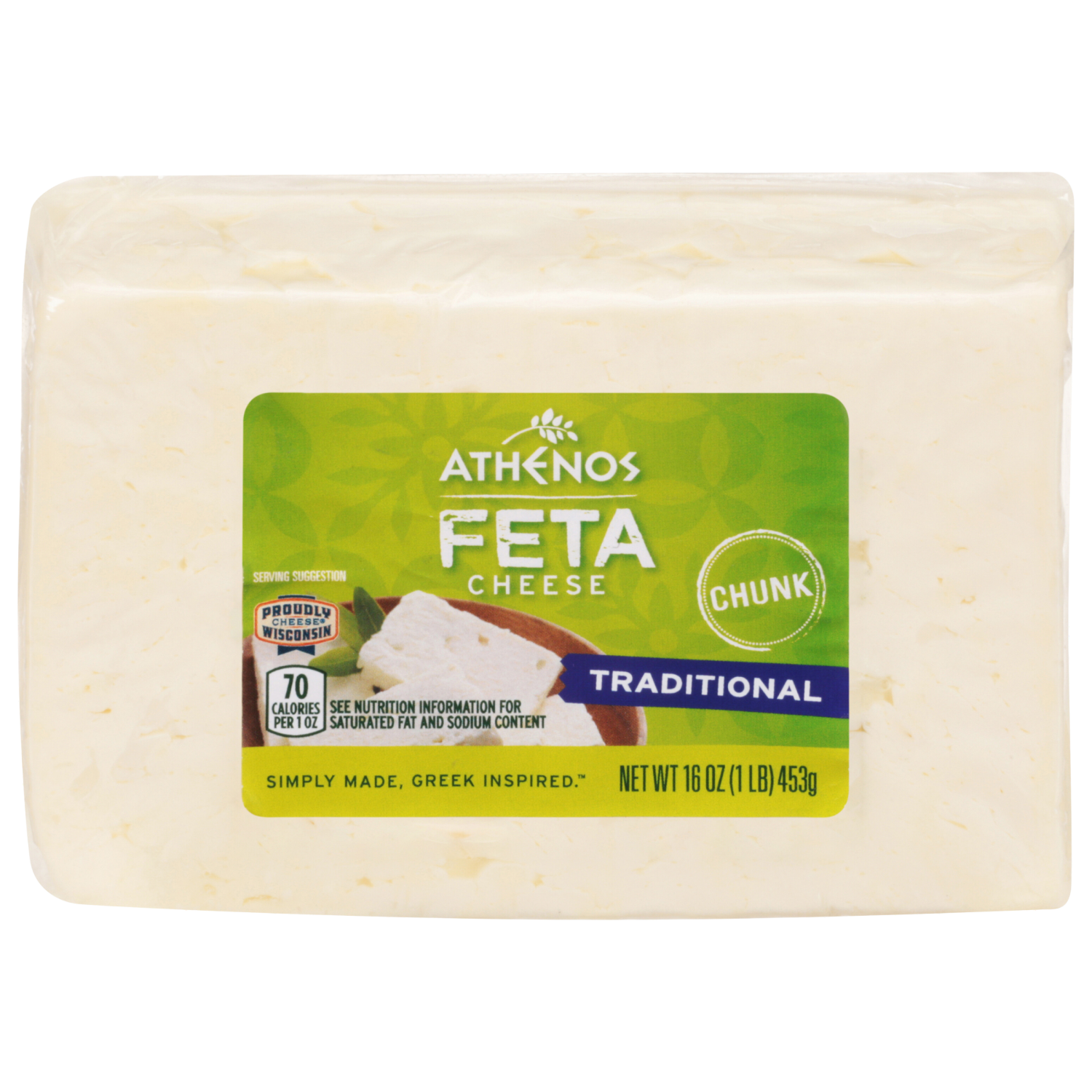slide 1 of 5, Athenos Traditional Feta Cheese Chunk, 16 oz