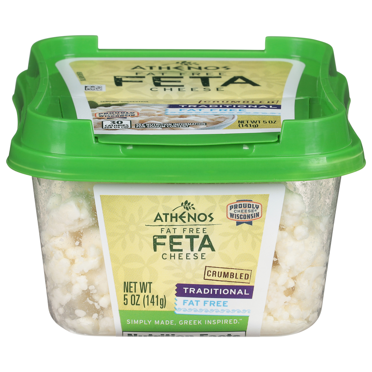 slide 1 of 5, Athenos Fat Free Crumbled Traditional Feta Cheese 5 oz, 5 oz