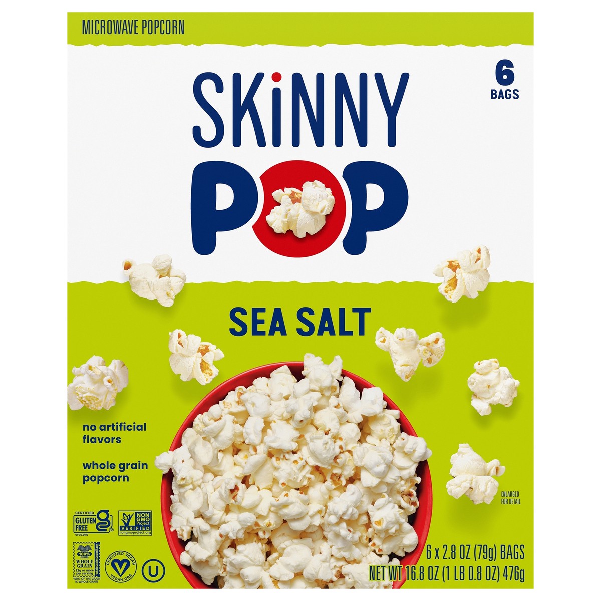 slide 1 of 2, SkinnyPop Sea Salt Microwave Popcorn Multipack - 2.8 oz/6 ct, six pack