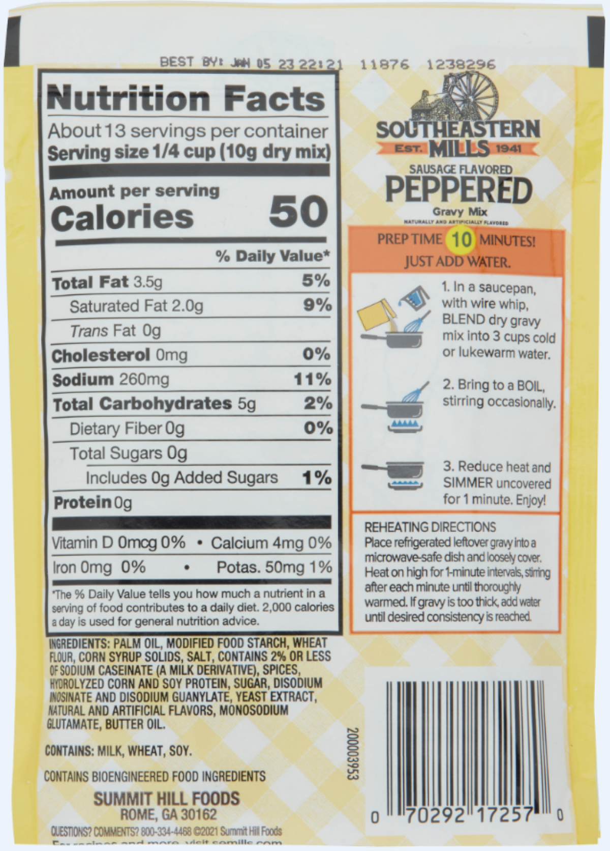 slide 2 of 2, Southeastern Mills Family Size Peppered Sausage Flavor Gravy Mix - 4.5 oz, 4.5 oz