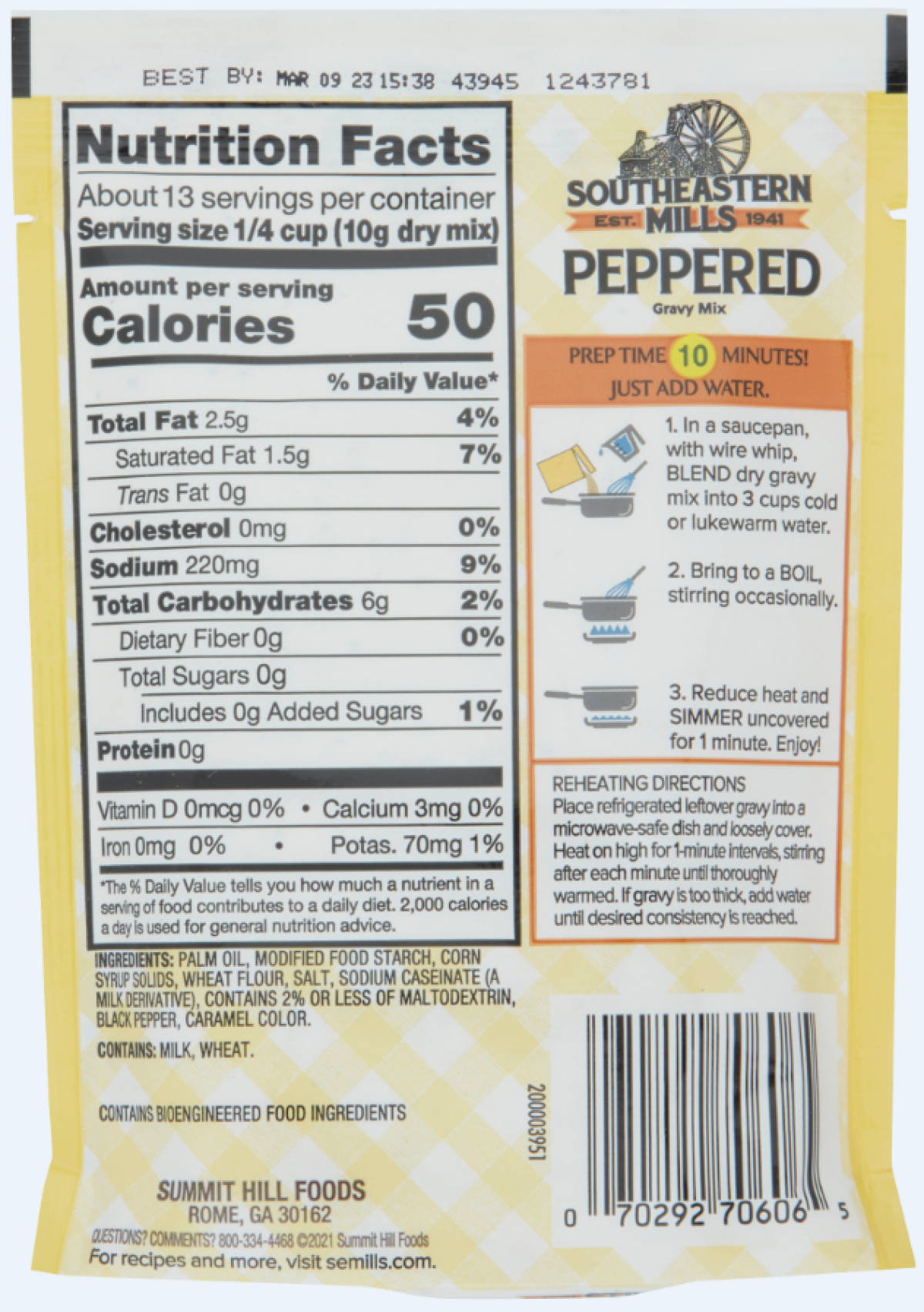 slide 2 of 2, Southeastern Mills Peppered Gravy Mix 4.5 OZ, 4.5 oz