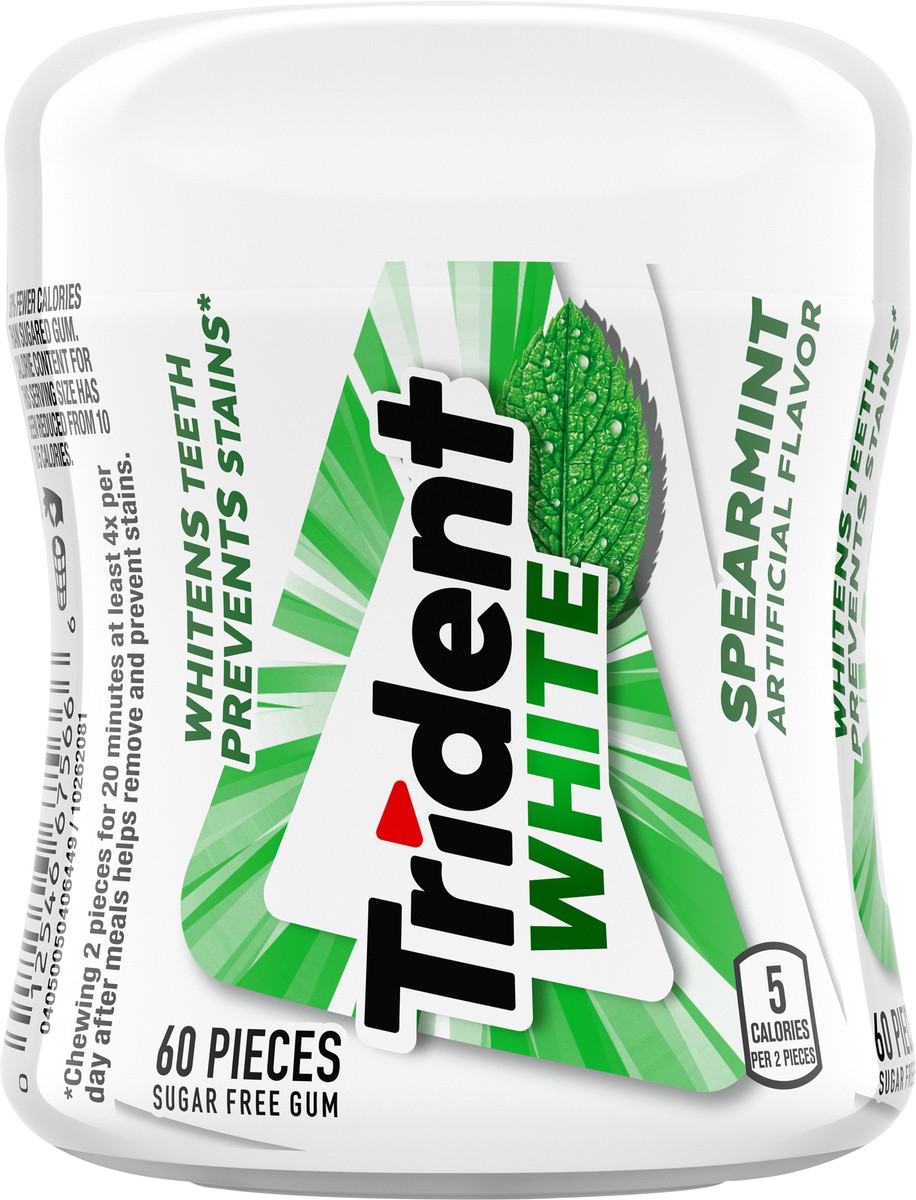 slide 3 of 9, Trident White Spearmint Sugar Free Gum, 60 Pieces, 60 ct